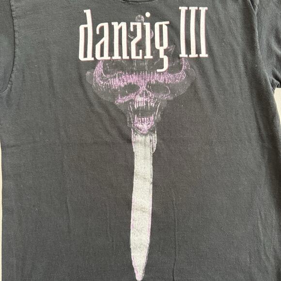 Vintage 90s Danzig III How The Gods Kill T Shirt L Black USA Metal Rock Misfits - Picture 2 of 5
